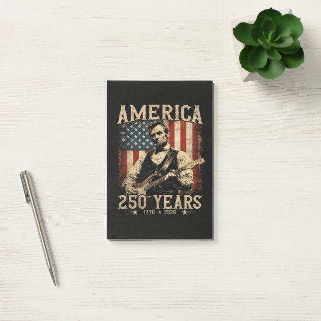 Bloco De Notas Abraham Lincoln Tocando Guitarra 4 de Julho (Escritótio)