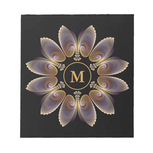 Bloco De Notas Abstract Angel Wings Mandala Fractal Monogram (Frente)