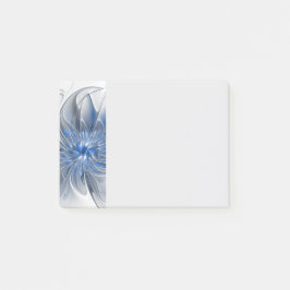 Bloco De Notas Abstract Blue Gray Watercolor Fractal Art Flower