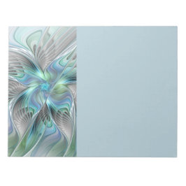 Bloco De Notas Abstract Blue Green Butterfly Fantasy Fractal Art