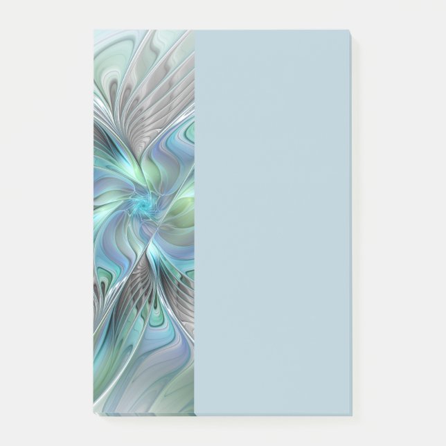 Bloco De Notas Abstract Blue Green Butterfly Fantasy Fractal Art (Frente)