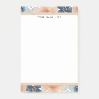 Bloco De Notas Abstract Blue, Peach, Orange Floral