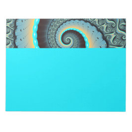 Bloco De Notas Abstract Blue Turquoise Orange Fractal Art Spiral