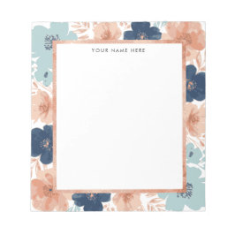 Bloco De Notas Abstract Floral with Rose Gold Border