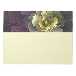 Bloco De Notas Abstract Modern Purpur Khaki Gray Fractal Flower