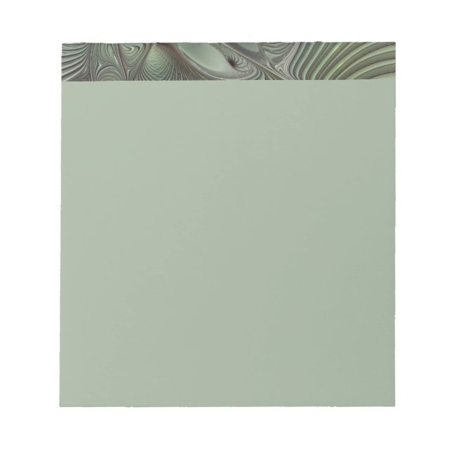 Bloco De Notas Abstract Olive Sage Green Gray Fractal Art Fantasy (Frente)