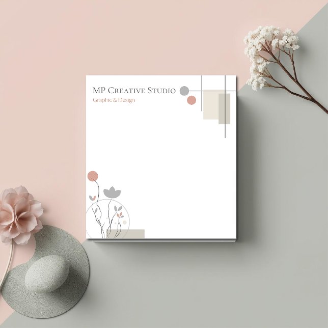 Bloco De Notas Abstract Pastel Design: Modern Florals & Geometry  (Criador carregado)