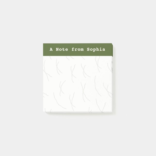 Bloco De Notas Abstract Sketchy Lines Personalized | Olive Green (Frente)