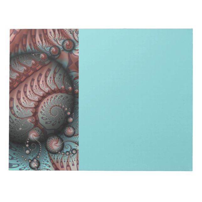 Bloco De Notas Abstract Vivid Fantasy Fractal Art Brown Blue (Frente)