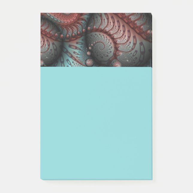 Bloco De Notas Abstract Vivid Fantasy Fractal Art Brown Blue (Frente)