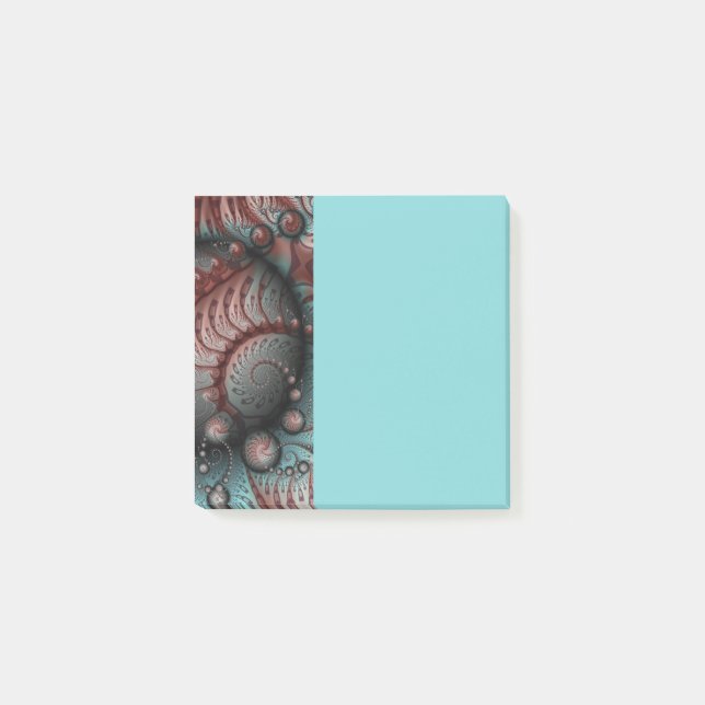 Bloco De Notas Abstract Vivid Fantasy Fractal Art Brown Blue (Frente)