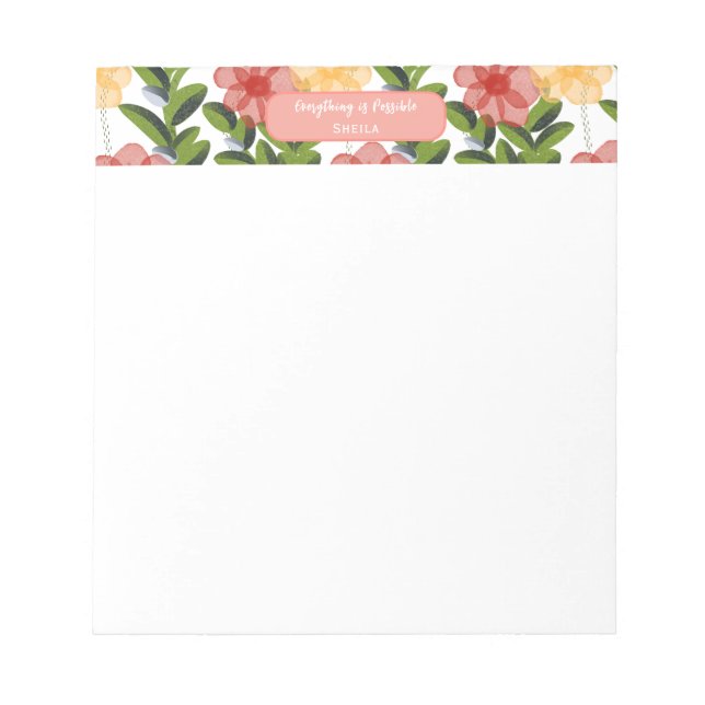Bloco De Notas Abstract Watercolour Florals Notepad (Frente)