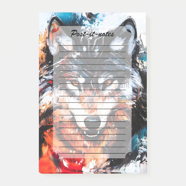 Bloco De Notas Abstract Wild Spirit Wolf (Frente)