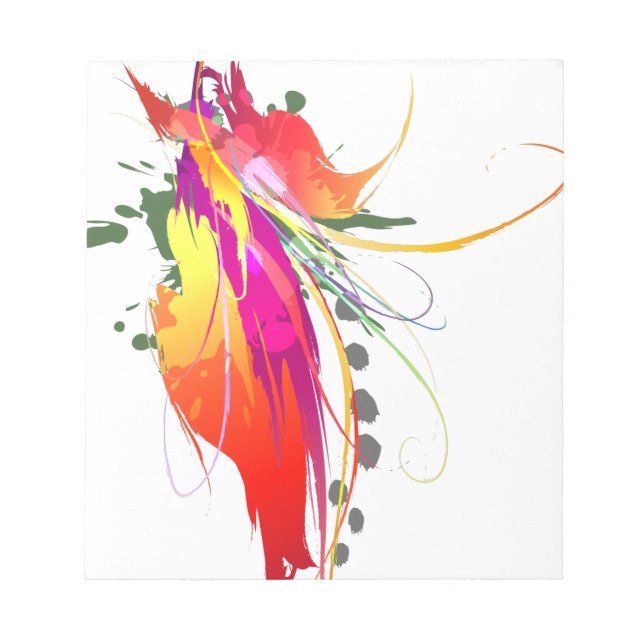 Bloco De Notas Abstrato Bird of Paradise Paint Splatters (Frente)