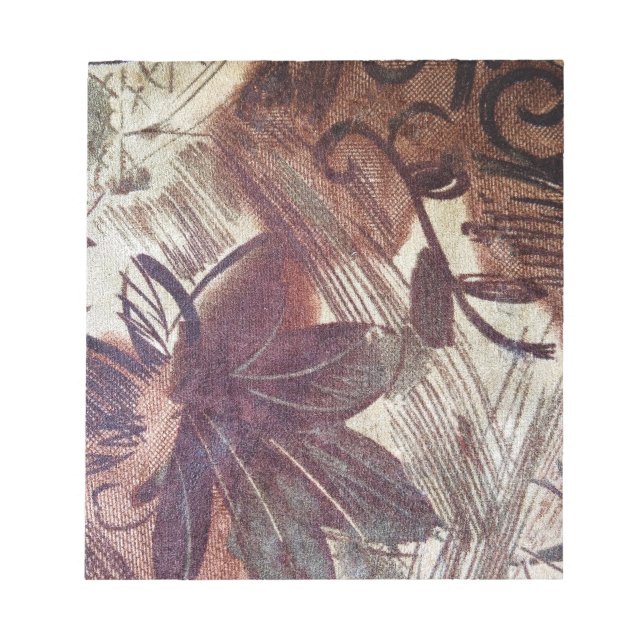 Bloco De Notas Abstrato Brown Floral Design 1 (Frente)