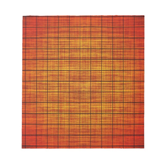 Bloco De Notas Abstrato Crosshatch Laranja e Preto (Frente)