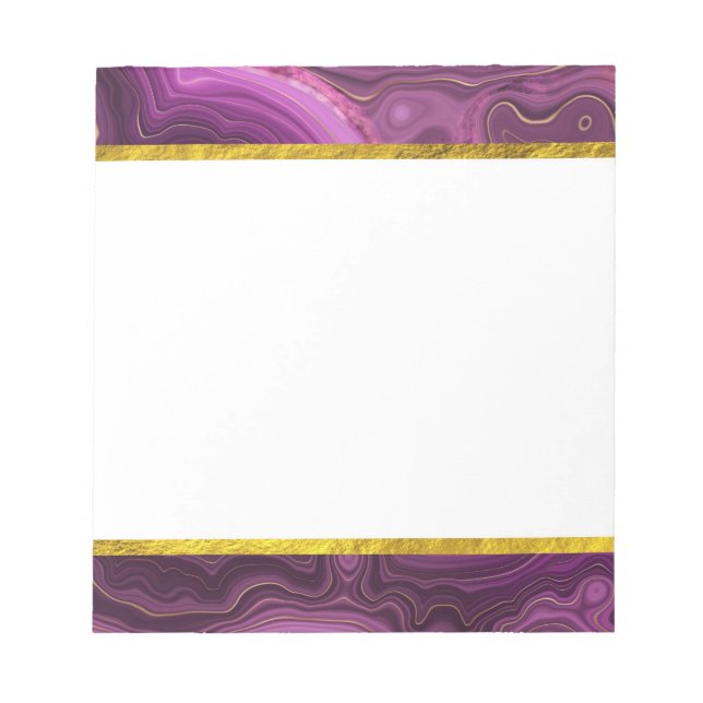 Bloco De Notas Abstrato De Agata Real Roxo E Dourado (Frente)