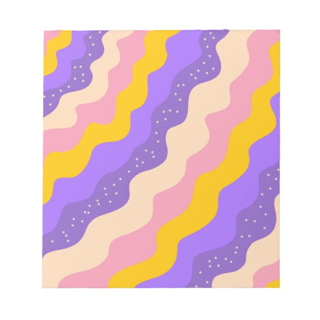 Bloco De Notas Abstrato de estribo celestial amarelo púrpura (Frente)