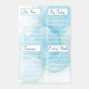 Bloco De Notas Abstrato de Tinta Azul Céu para Fazer Lista N