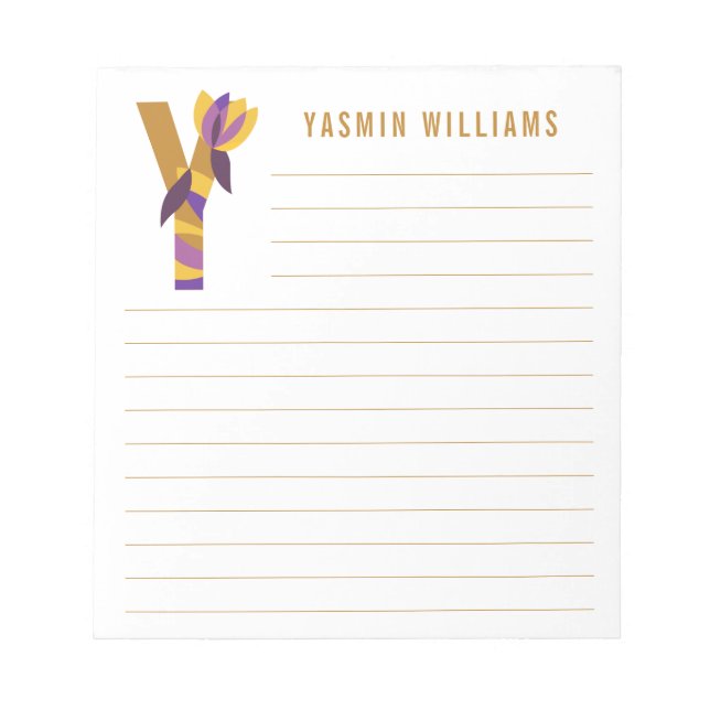 Bloco De Notas Abstrato Floral Alphabet Linhado (Frente)