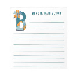 Bloco De Notas Abstrato Floral Alphabet Linhado