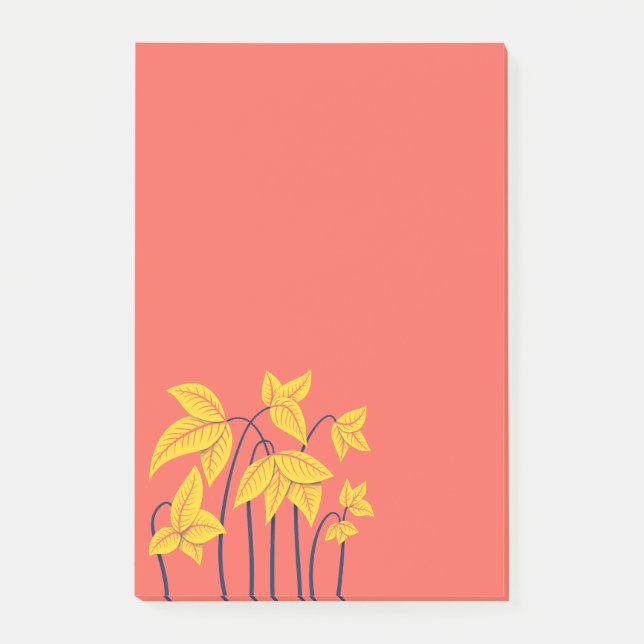 Bloco De Notas Abstrato Flores Corais Amarelo Amarelo Arte Geomét (Frente)