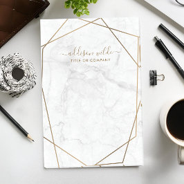 Bloco De Notas Abstrato Geométrico Branco Dourado