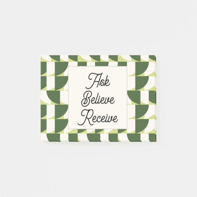 Bloco De Notas Abstrato Geométrico Branco Verde (Frente)