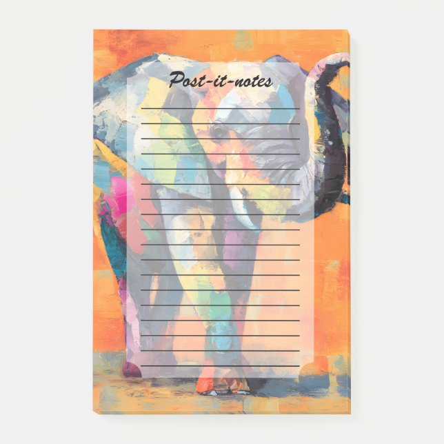 Bloco De Notas Abstrato Happy Rainbow Elephant (Frente)