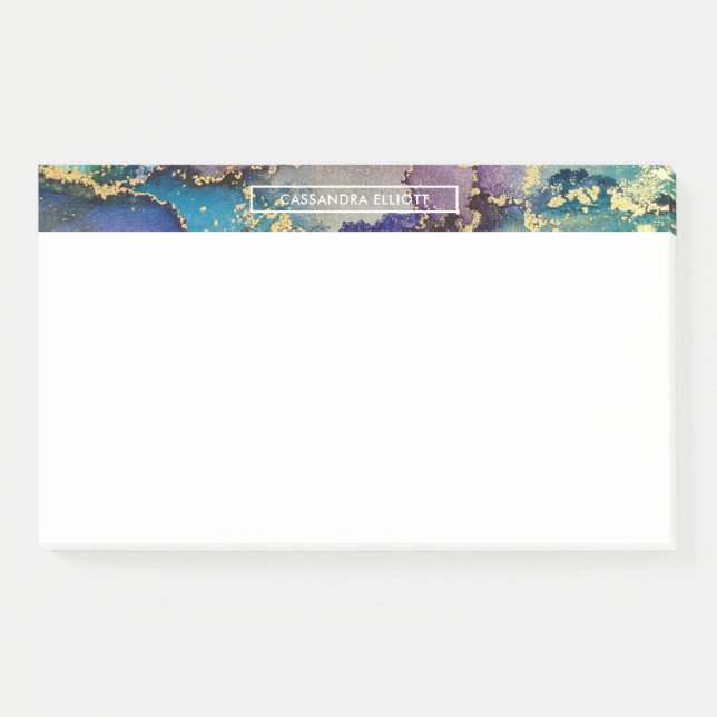 Bloco De Notas Abstrato Líquido De Tinta Alcoólica Dourada Multic (Frente)