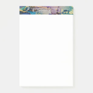 Bloco De Notas Abstrato Líquido De Tinta Alcoólica Dourada Multic