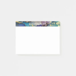 Bloco De Notas Abstrato Líquido De Tinta Alcoólica Dourada Multic