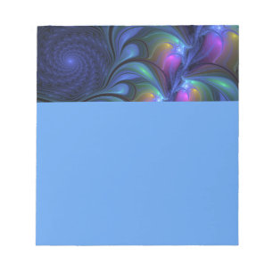 Bloco De Notas Abstrato Luminoso Colorido Azul Rosa Verde Fractal