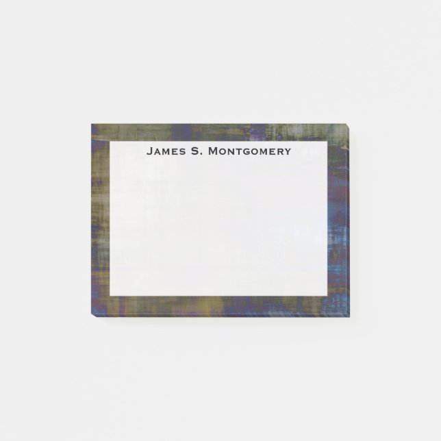 Bloco De Notas Abstrato Modern Blue Brown Yellow Grunge (Frente)