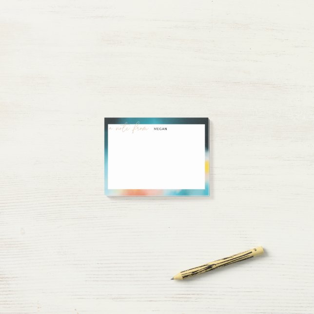 Bloco De Notas Abstrato moderno, fronteira parecial e com script (Na mesa)