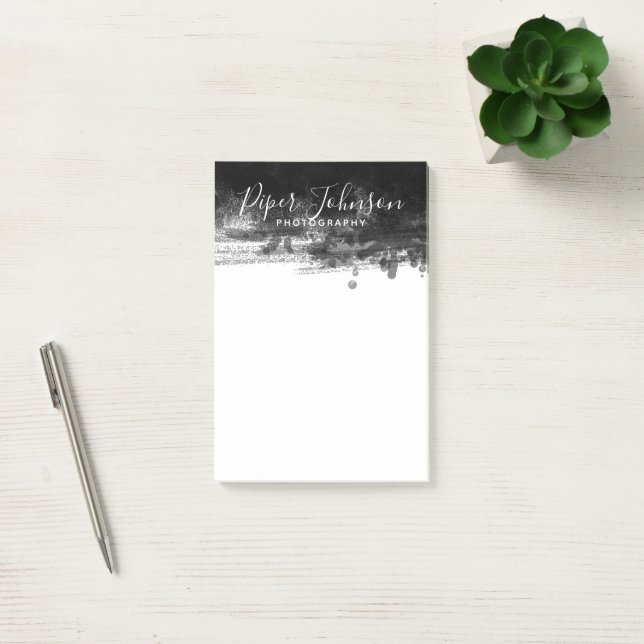 Bloco De Notas Abstrato preto e branco com aquarela profissional (Escritótio)