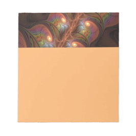 Bloco De Notas Abstrato Trippy Marrom Fractal Fluorescente Colori