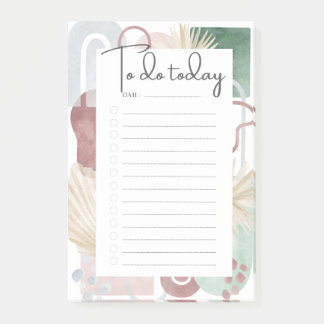 Bloco De Notas Abstrato Verde e Mauve Formas de Lista de Ações a