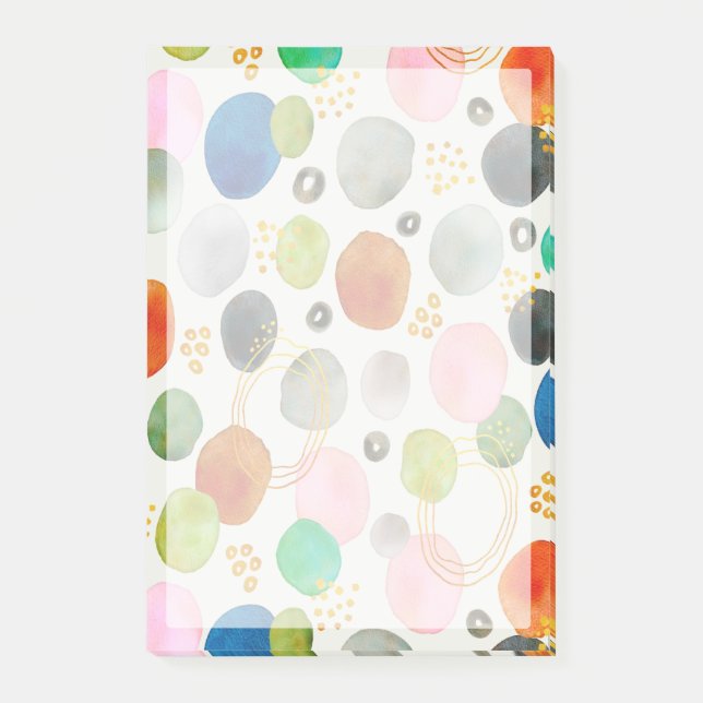 Bloco De Notas Abstrato Watercolor Pebble Dourado Glitter Art (Frente)