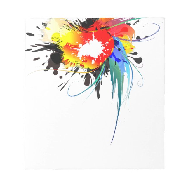 Bloco De Notas Abstrato Wild Parrot Paint Splatters (Frente)
