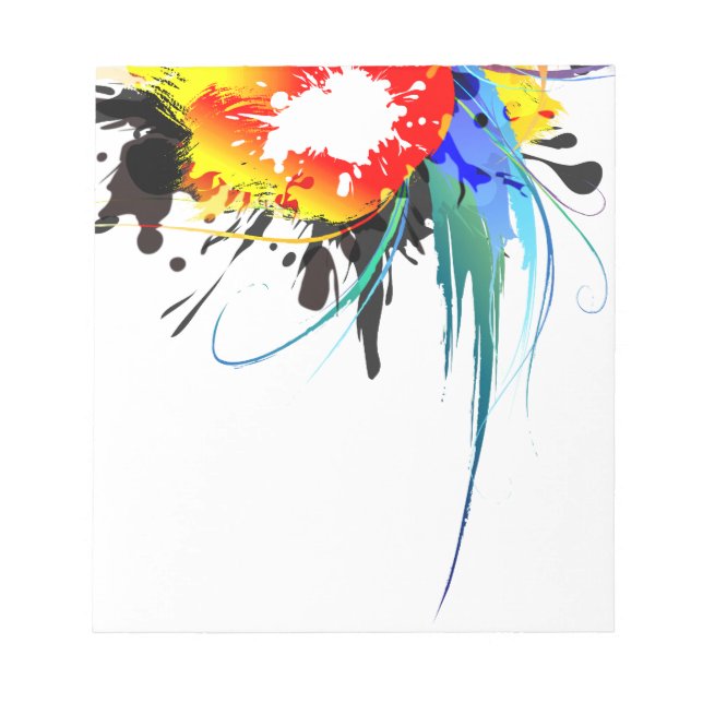 Bloco De Notas Abstrato Wild Parrot Paint Splatters (Frente)
