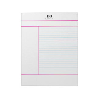 Bloco De Notas Academic School Monogram Name Lecture Notepad