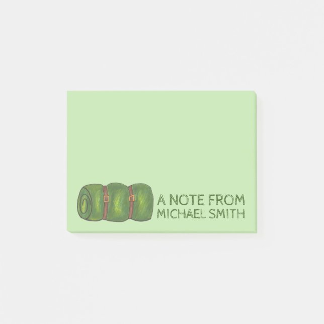 Bloco De Notas Acampamento de Rolos de Saco Verde Personalizado P (Frente)