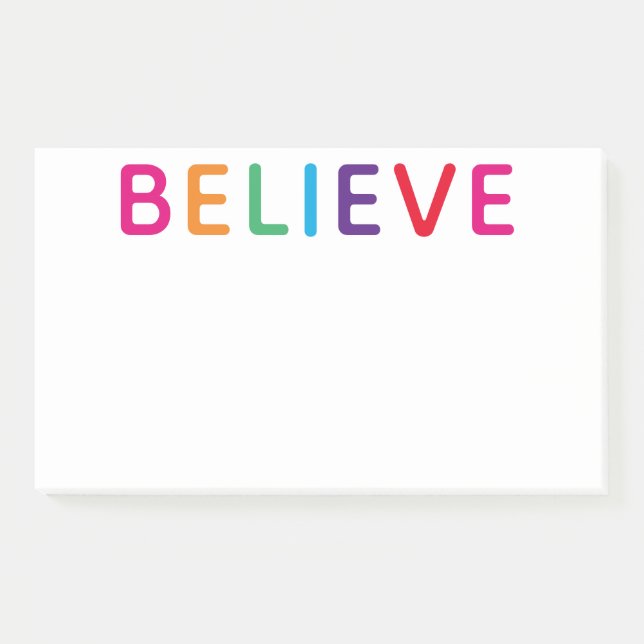 Bloco De Notas Acredite Brilhante Multicolorido (Frente)