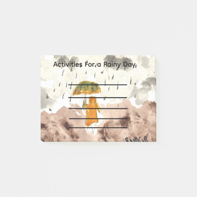 Bloco De Notas Activities for a rainy day post it notes (Frente)