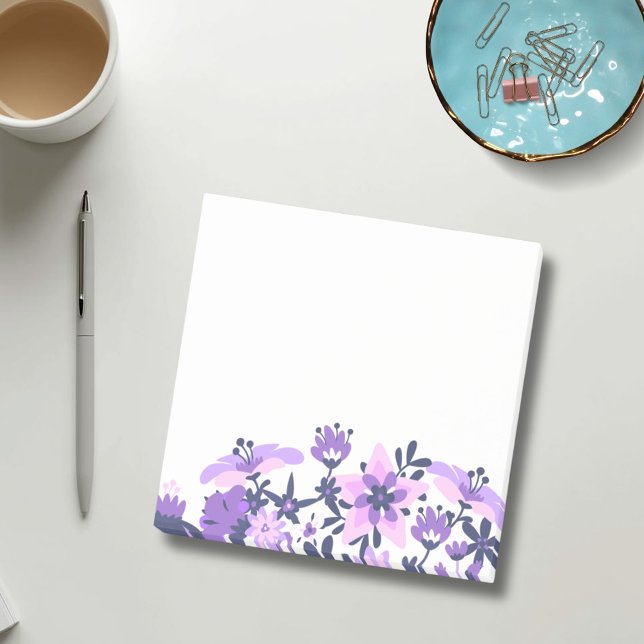 Bloco de Notas Adesivas Floral Roxo para Casa e Es (Criador carregado)