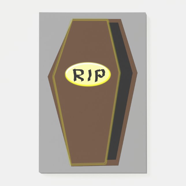 Bloco de notas adesivas RIP Caixão do Juízo Final  (Frente)
