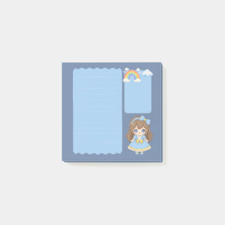 Bloco De Notas Adesivo Personalizado Professora Kawaii Azul Fofo