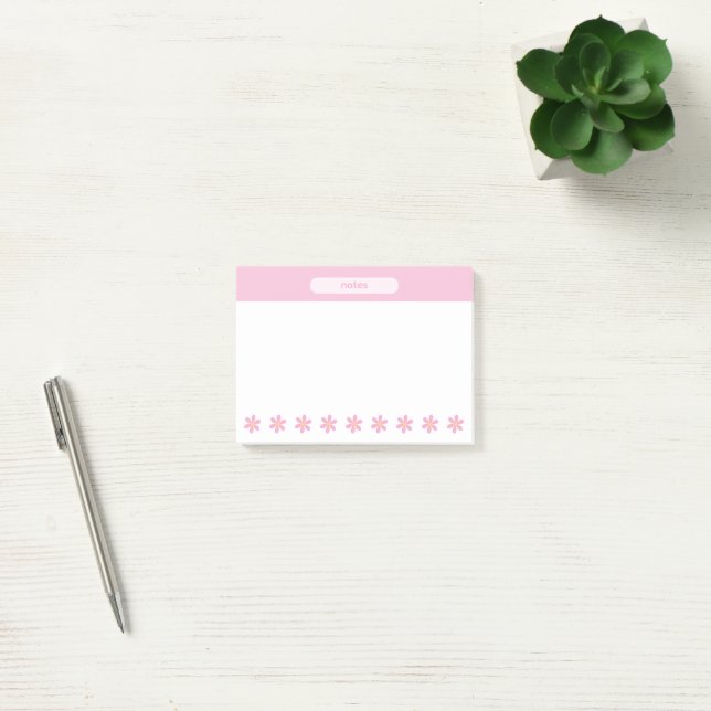Bloco De Notas Adesivos Post-it Florais Rosa Pastel Fofos (Escritótio)