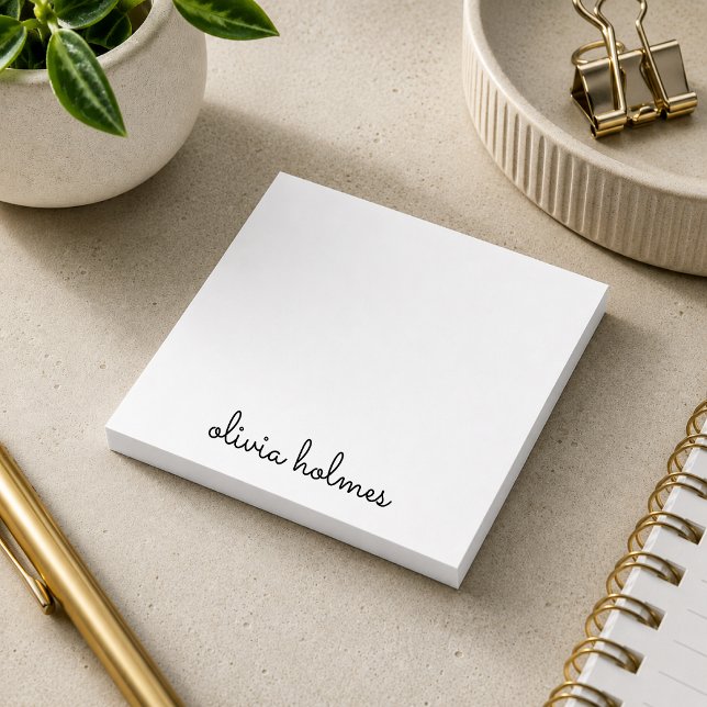 Bloco de Notas Adhesivas Personalizadas Minimalist (Custom name Post-it Notes with minimal script styling for desks, planners, and office notes.)